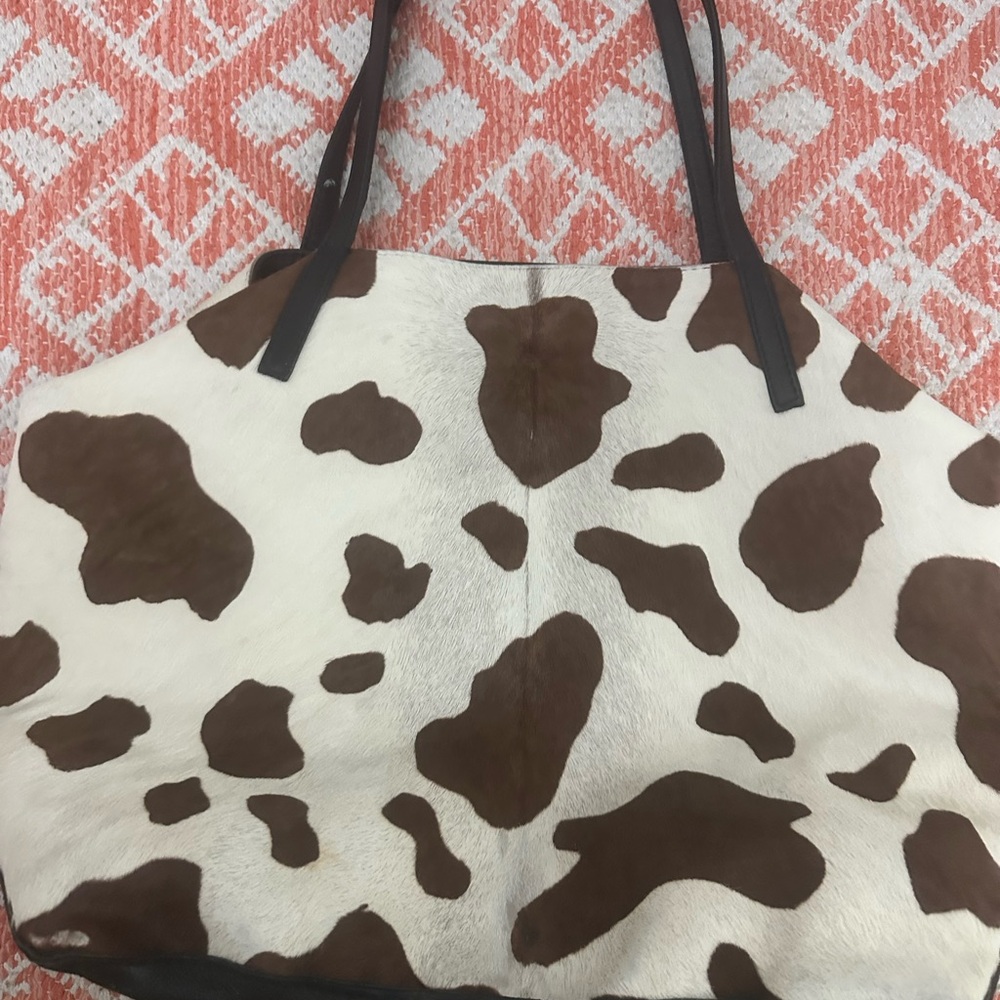 Cow leather Print Tote Bag